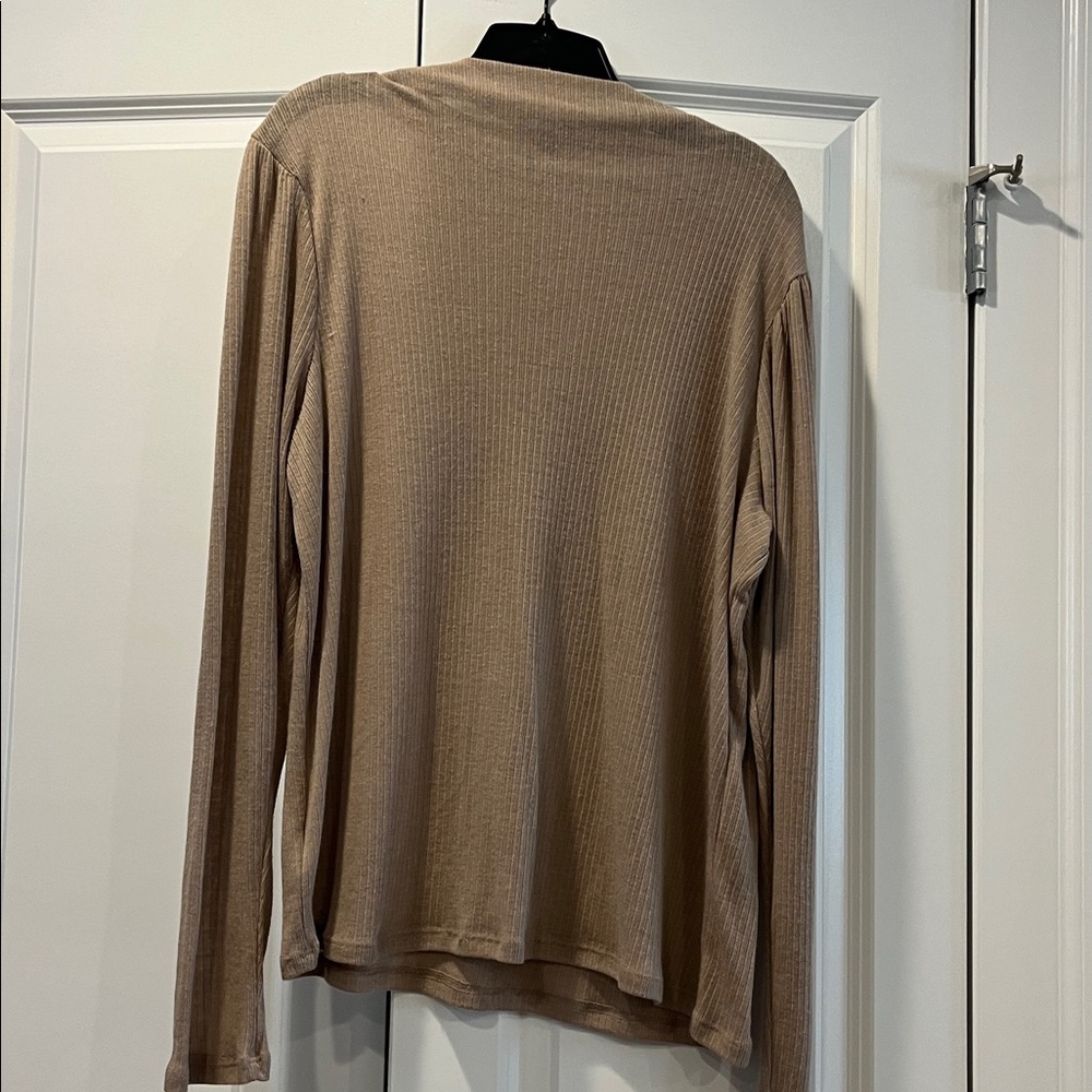 Express brown boat neck ribbed loose long sleeve shirt NEW size XL - Picture 4 of 6